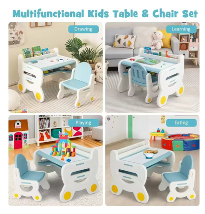 Kids Table and Chair Set, Plastic Children Activity Table with Chair, Toddler Table and Chair Set for Reading,Drawing,Snack Time
