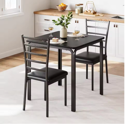 Dining Table for 2 Space Saving Dining Table Set for Small Spaces 3 Piece Dining Table Set & Metal Steel Frame for Dining Room
