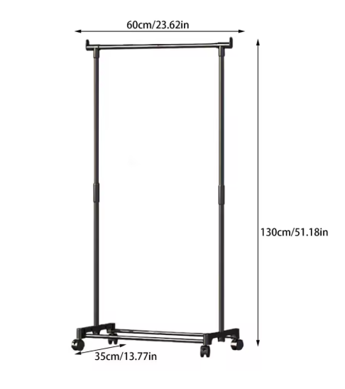 Double-Rod Clothes Rack Clothes Rack With Hooks Hanging Clothe Organizer For Bedroom Movable Bedroom Clothing Hanger With Wheels