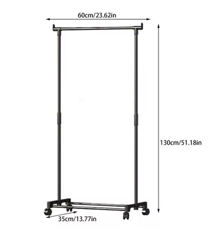 Double-Rod Clothes Rack Clothes Rack With Hooks Hanging Clothe Organizer For Bedroom Movable Bedroom Clothing Hanger With Wheels