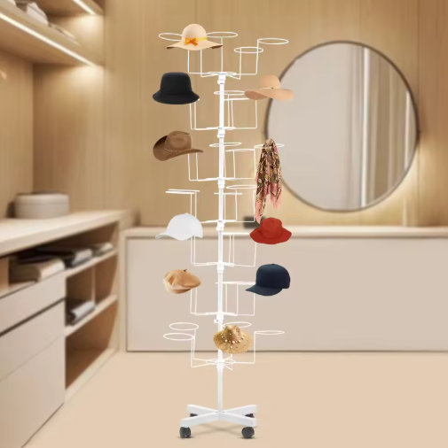 White 64.96 Inch Tall 7-Tier Coat Hat Rack with 35 Hooks, Heavy Duty Rolling Clothing Storage Organizer for Bedroom, Entryway