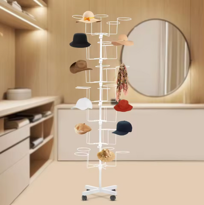 White 64.96 Inch Tall 7-Tier Coat Hat Rack with 35 Hooks, Heavy Duty Rolling Clothing Storage Organizer for Bedroom, Entryway