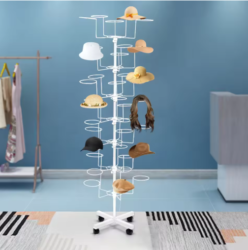 White 64.96 Inch Tall 7-Tier Coat Hat Rack with 35 Hooks, Heavy Duty Rolling Clothing Storage Organizer for Bedroom, Entryway