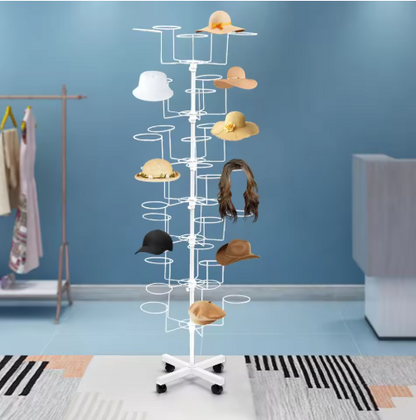 White 64.96 Inch Tall 7-Tier Coat Hat Rack with 35 Hooks, Heavy Duty Rolling Clothing Storage Organizer for Bedroom, Entryway