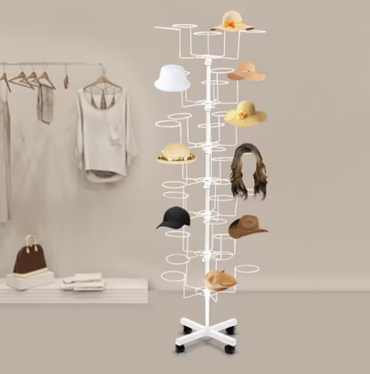 White 64.96 Inch Tall 7-Tier Coat Hat Rack with 35 Hooks, Heavy Duty Rolling Clothing Storage Organizer for Bedroom, Entryway