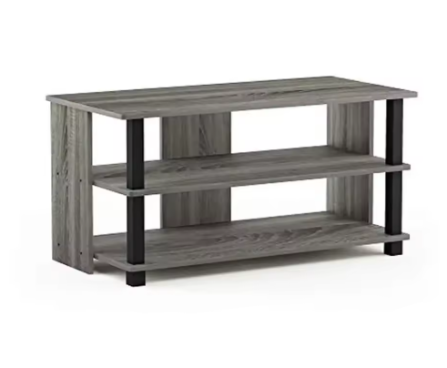 TV Stand 3-Tier Shelf Small Spaces Living Room Lightweight French Oak/Black 32" TV Stand