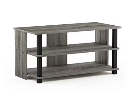 TV Stand 3-Tier Shelf Small Spaces Living Room Lightweight French Oak/Black 32" TV Stand