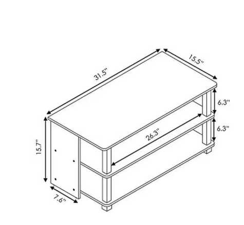 TV Stand 3-Tier Shelf Small Spaces Living Room Lightweight French Oak/Black 32" TV Stand
