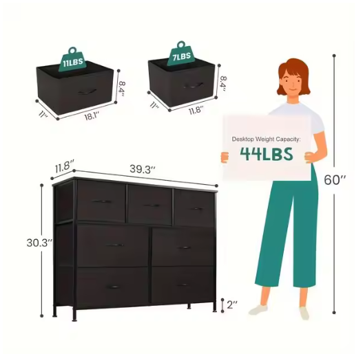 Dresser for bedroom 7 storage Spaces, assembled wardrobe lockers, bedroom furniture lockers