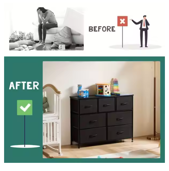 Dresser for bedroom 7 storage Spaces, assembled wardrobe lockers, bedroom furniture lockers