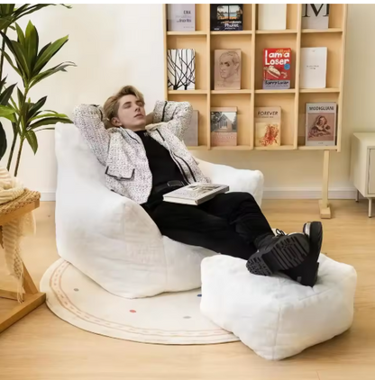 Bean Bag Chair with Ottoman, Armrest Bean Bag Chair with Filler, Plush Lazy Sofa with Foot Stool for Living Room, Dorm