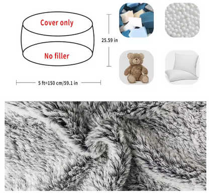 Bean Bag Chair Cover Without Filler,Big Round Soft Fluffy PV Velvet Washable Bean Bag Lazy Sofa Bed Cover for Adults