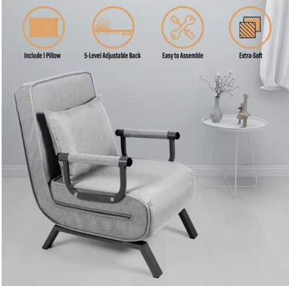 Multi-Functional Sofa Bed with Folding Armrests, Adjustable Recliner, and Detachable Cover for Home and Office Use
