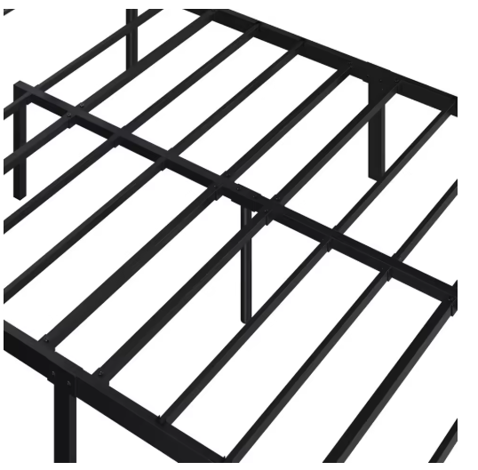 Queen Size 13 Inch Black Metal Classic Bed Frame with Headboard, Mattress Foundation, and Slatted Base