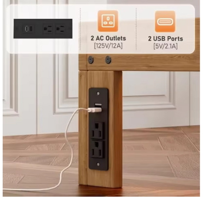 12 Inches Wood Platform Bed Frame, Minimalist Style Mattress Foundation with Solid Rubber Wood, Queen Size Bed Frame with Strong