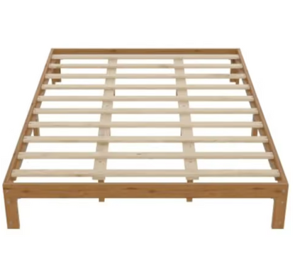 12 Inches Wood Platform Bed Frame, Minimalist Style Mattress Foundation with Solid Rubber Wood, Queen Size Bed Frame with Strong