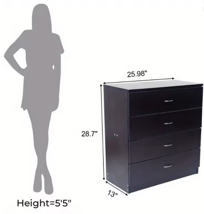 New 4 Drawer Chest Dresser Clothes Storage Bedroom Furniture Cabinet Black