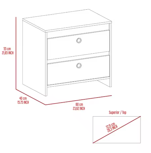 Idaly Nightstand, Superior Top, Two Drawers Black