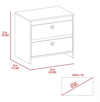 Idaly Nightstand, Superior Top, Two Drawers Black
