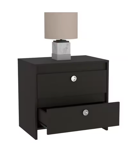 Idaly Nightstand, Superior Top, Two Drawers Black