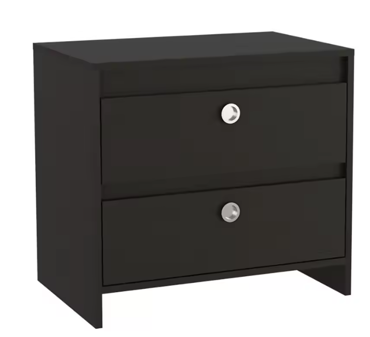 Idaly Nightstand, Superior Top, Two Drawers Black