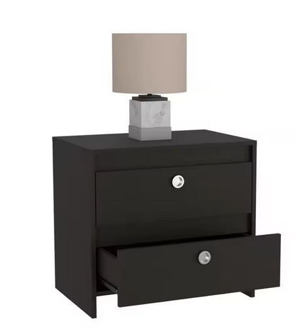 Idaly Nightstand, Superior Top, Two Drawers Black