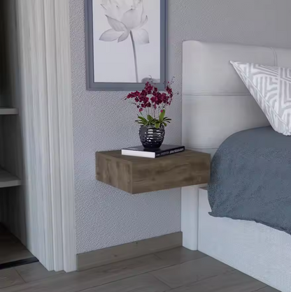 Milano Floating Nightstand, Wall-Mounted with Drawer Dark Brown