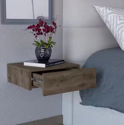 Milano Floating Nightstand, Wall-Mounted with Drawer Dark Brown