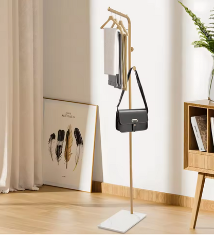L-shape Freestanding Coat Rack Wear-Resistant Large Capacity Clothes Hanger with Sturdy Base for Hallways/Living Rooms