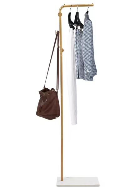 L-shape Freestanding Coat Rack Wear-Resistant Large Capacity Clothes Hanger with Sturdy Base for Hallways/Living Rooms