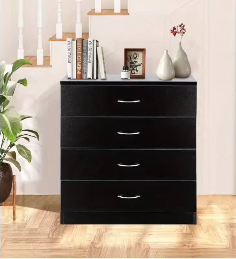New 4 Drawer Chest Dresser Clothes Storage Bedroom Furniture Cabinet Black