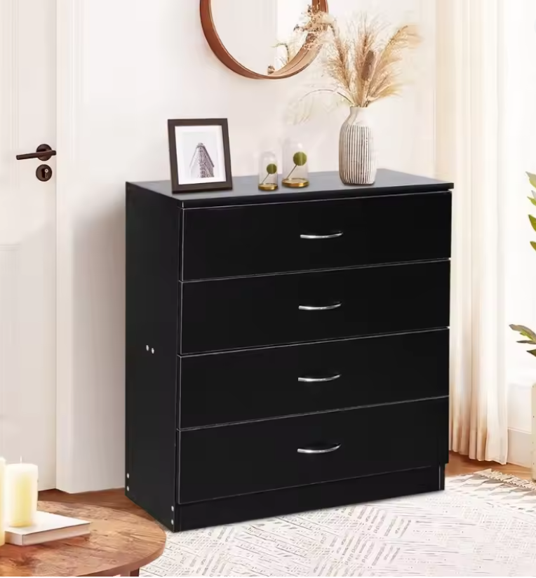 New 4 Drawer Chest Dresser Clothes Storage Bedroom Furniture Cabinet Black