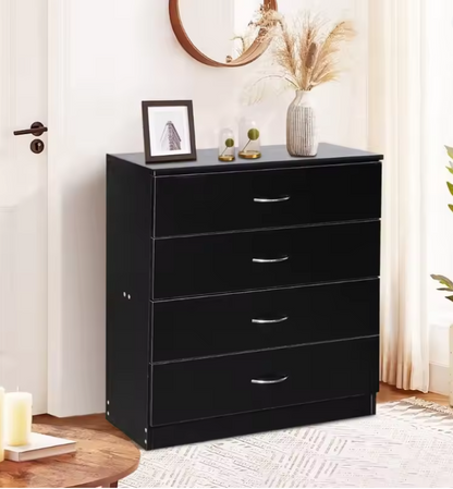 New 4 Drawer Chest Dresser Clothes Storage Bedroom Furniture Cabinet Black