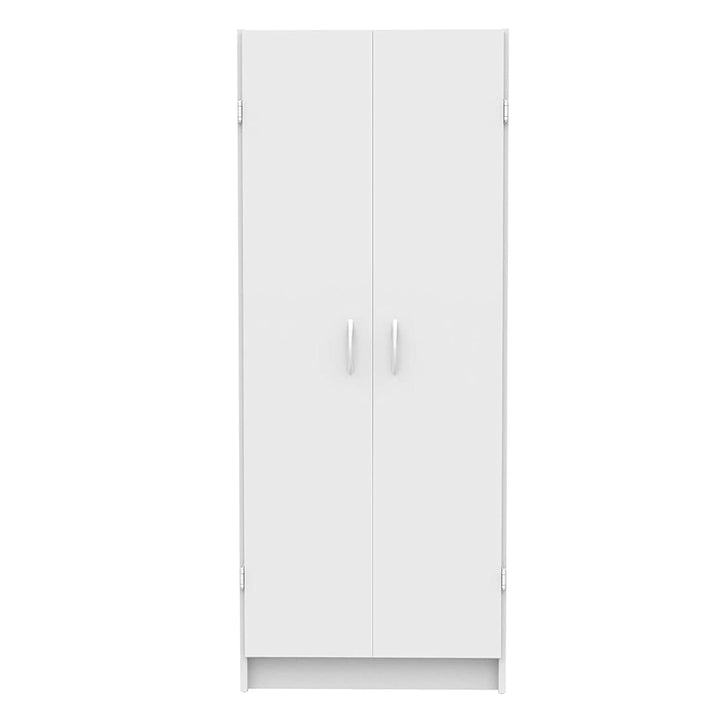 White Pantry Storage Cabinet – Freestanding Cupboard with 2 Doors & Adjustable Shelves for Kitchen, Laundry or Utility