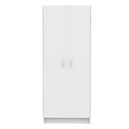 White Pantry Storage Cabinet – Freestanding Cupboard with 2 Doors & Adjustable Shelves for Kitchen, Laundry or Utility