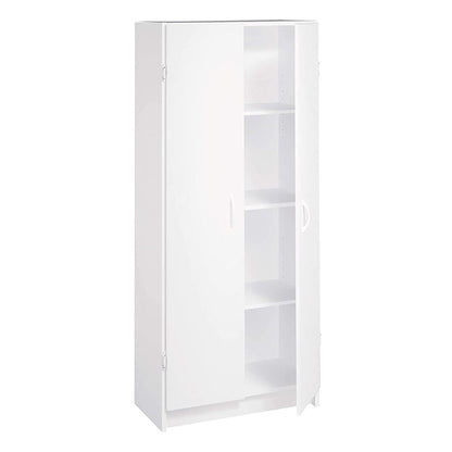 White Pantry Storage Cabinet – Freestanding Cupboard with 2 Doors & Adjustable Shelves for Kitchen, Laundry or Utility